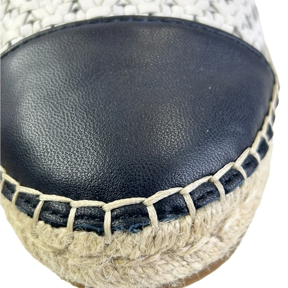 J McLaughlin black white woven leather espadrille size 7.5
